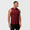 Burgundy red men’s sleeveless performance tank top with contour line details