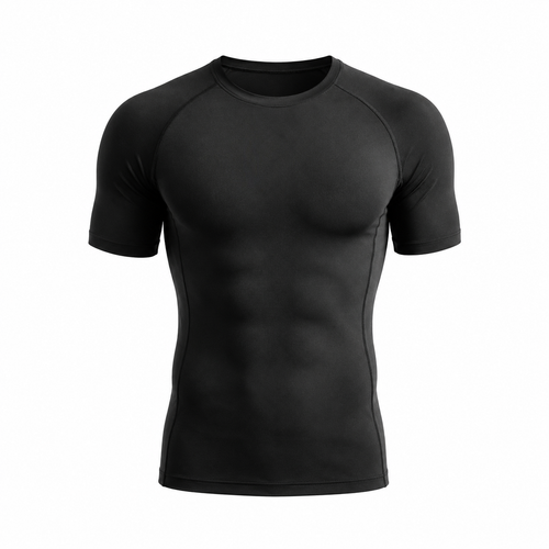 Mens black essential muscle fit tee with clean athletic silhouette