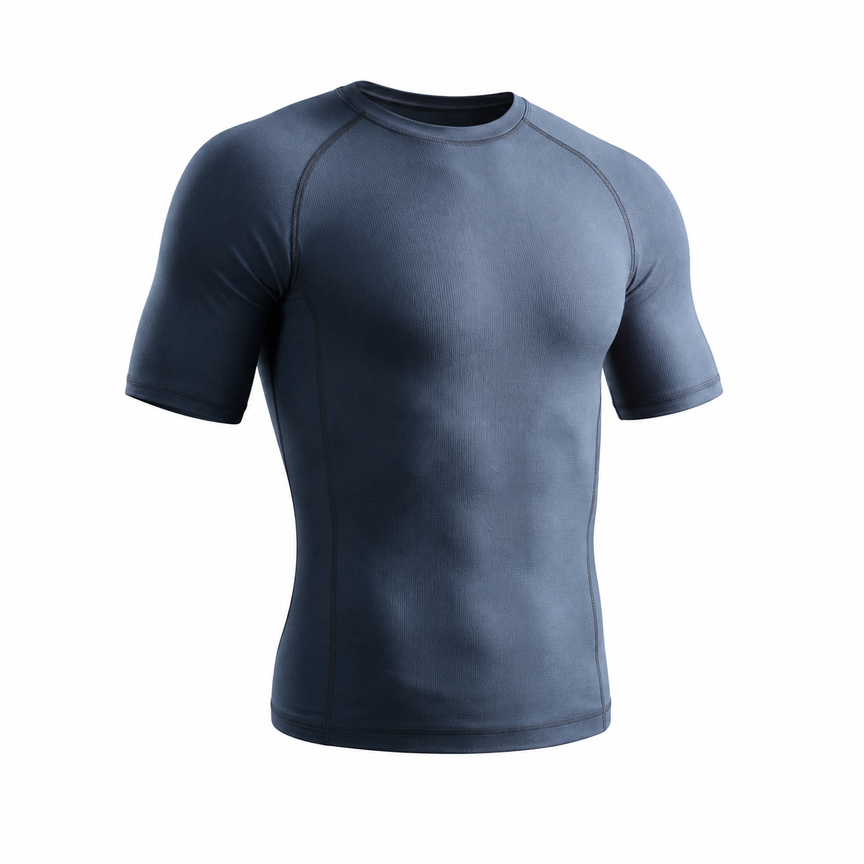 Mens steel blue essential muscle fit tee with fitted performance shape
