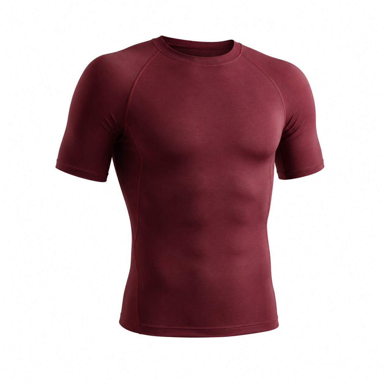 Mens deep burgundy essential muscle fit tee with sharp everyday silhouette