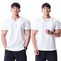 Mens clean white notch neck training tee with athletic fit