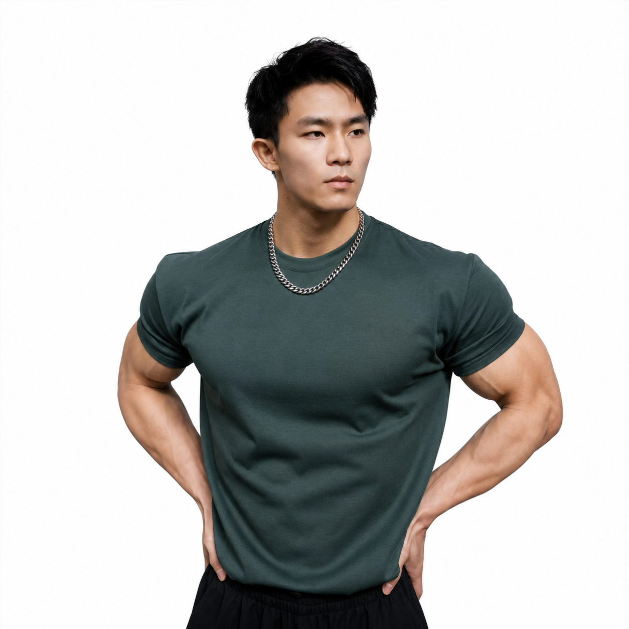 Mens forest green clean fit training tee with short sleeves
