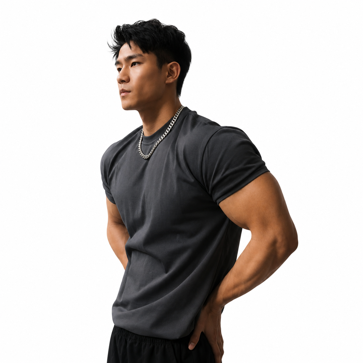 Mens washed black training tee with everyday athletic fit