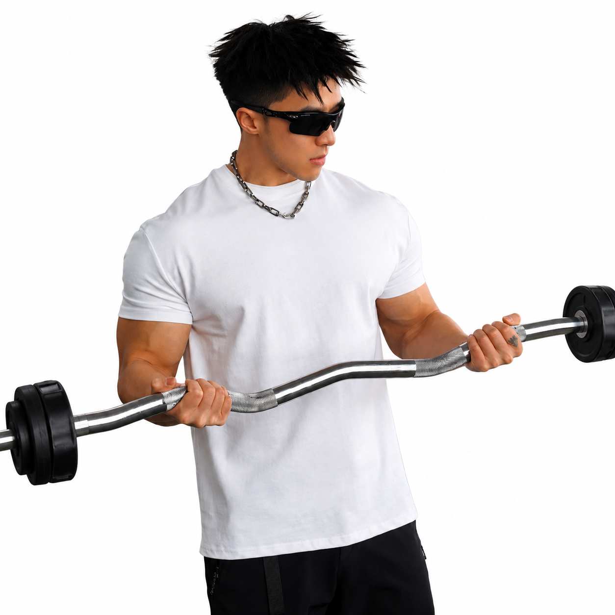 Mens white core athletic tee with classic gym-ready fit