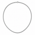 Polished Silver: Mens silver box chain necklace with compact square links and clasp closure