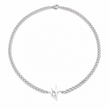 Silver-tone curb chain necklace with abstract spike pendant on white background