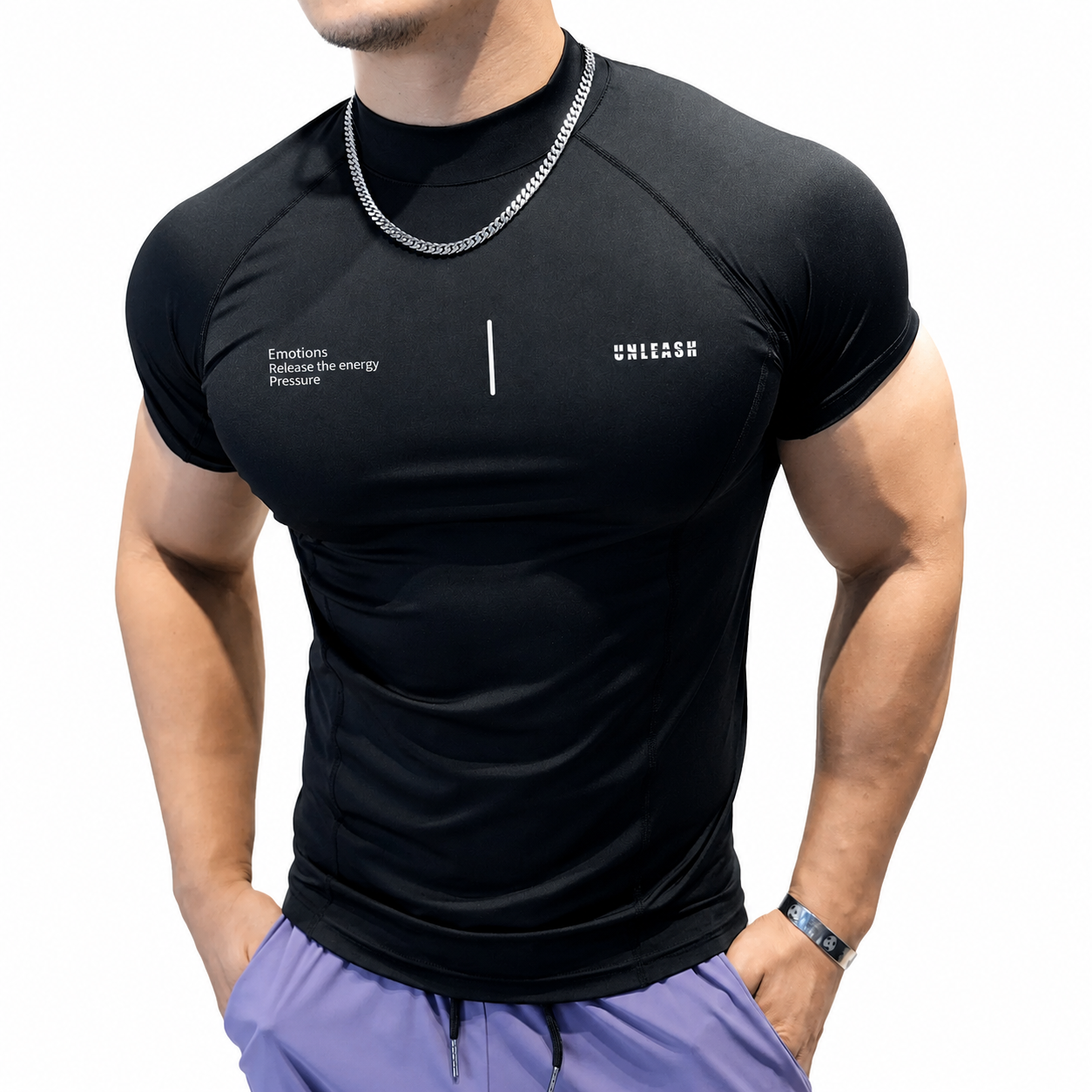 men's muscle fit shirt, men's training shirt, fitted workout shirt, men's gym shirt, stretch training top, short sleeve