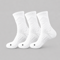 White men's 3-pack cushioned performance crew socks with ribbed cuffs