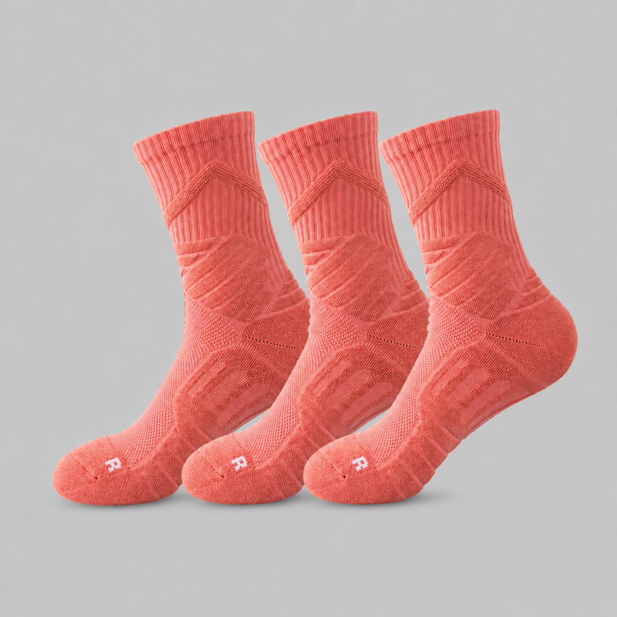 Coral men's 3-pack performance crew socks with cushioned knit design