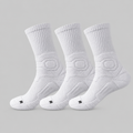 White men's 3-pack cushioned crew sports socks with ribbed cuffs