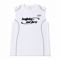 Varenform white graphic sleeveless training tank with black contrast piping