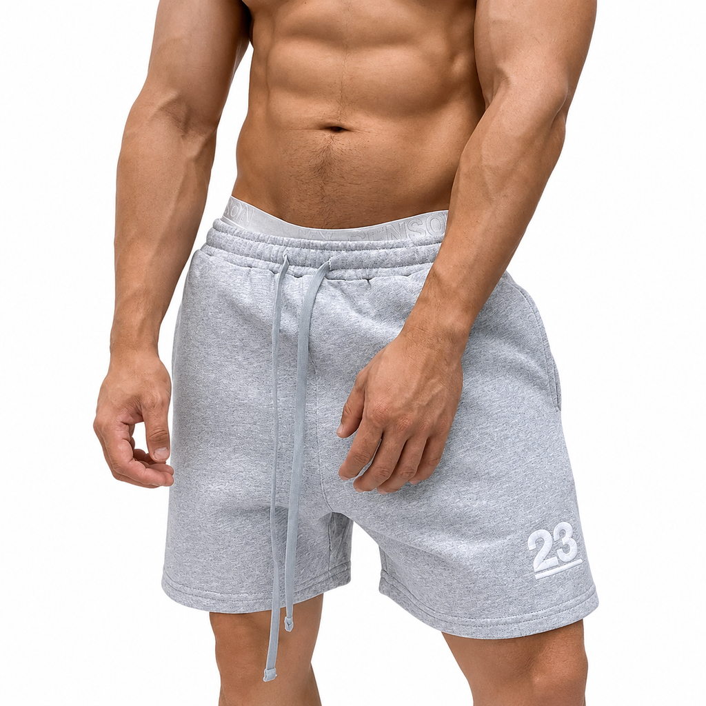 Varenform heather grey 23 fleece shorts with soft athletic fit