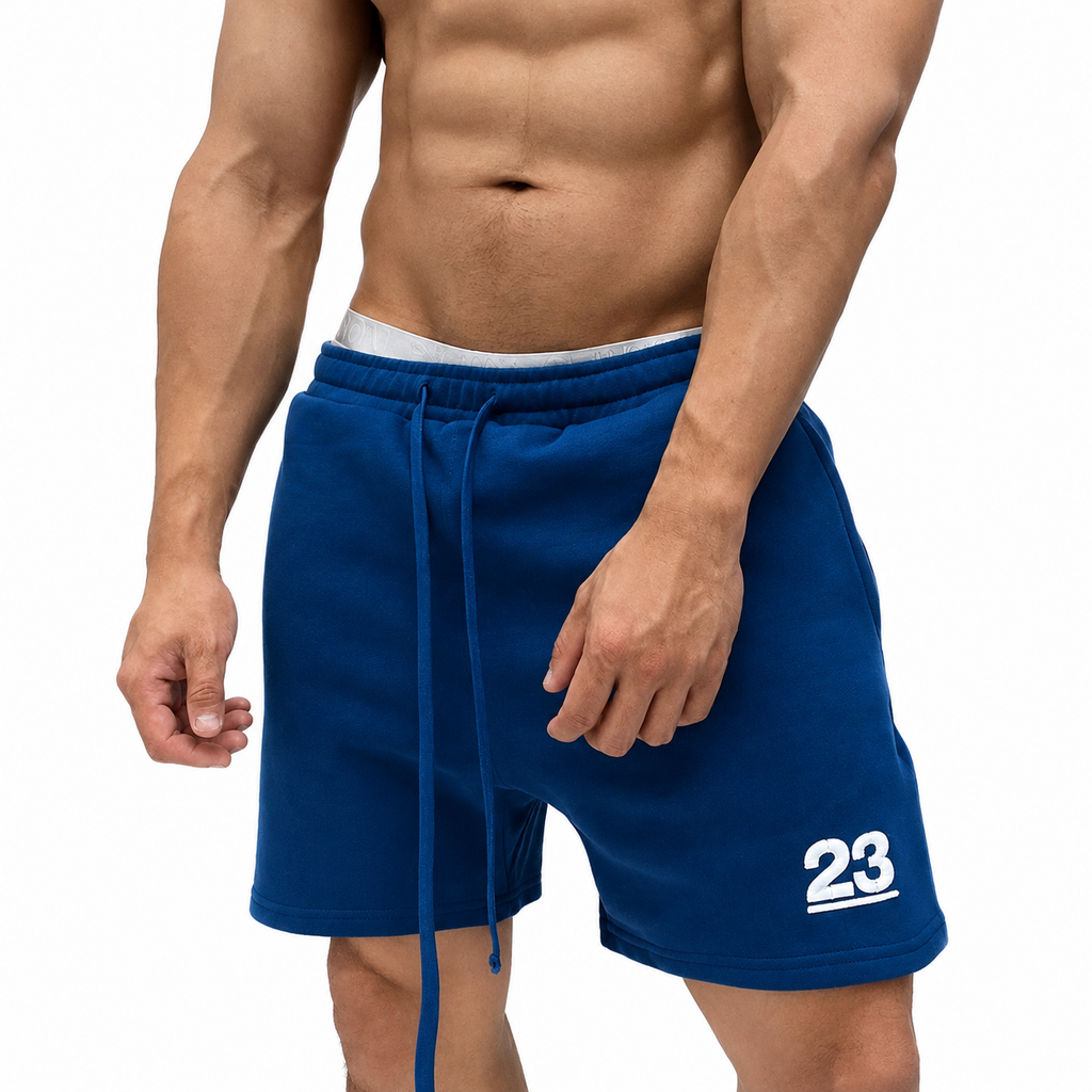 Varenform royal blue 23 fleece shorts with elastic waistband and side pockets