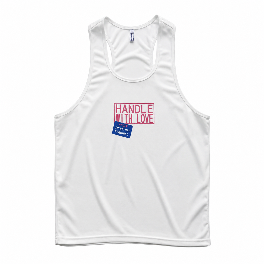 Varenform white Handle With Love tank top front product view