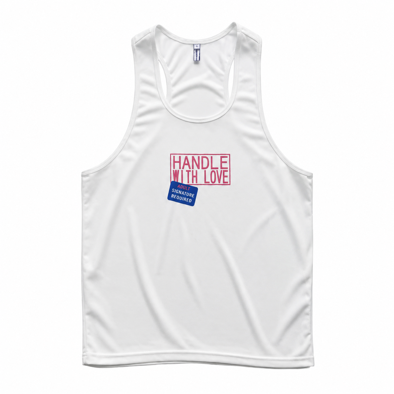 Varenform white Handle With Love tank top front product view