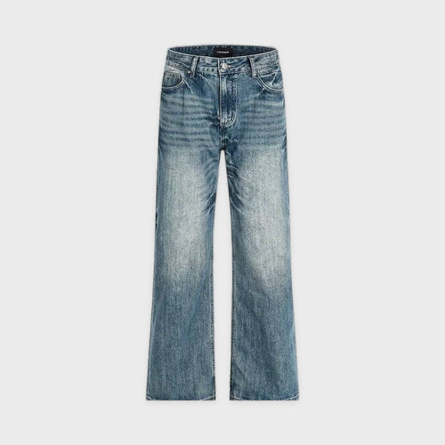 Men's Blue-Wash Wide-Leg Jeans in Blue – product view