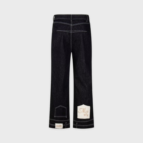 Men's Black Reverse-Seam Barrel Jeans in Black – product view