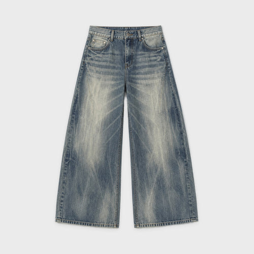 Men's Blue-Gray Washed Wide-Leg Jeans in Blue Gray – product view
