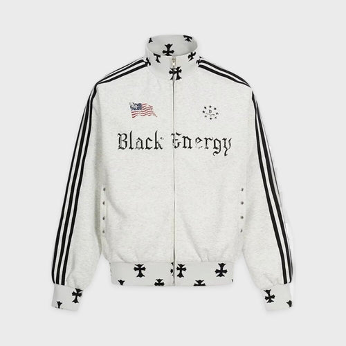 Men's Black Energy Full-Zip Hoodie in White – product view