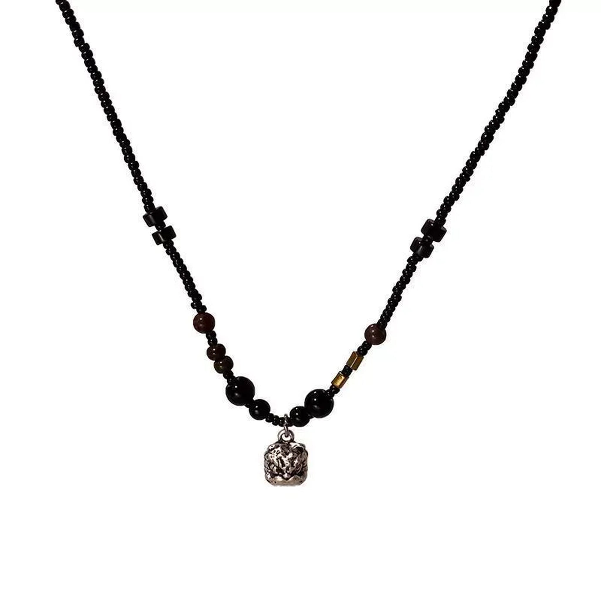 VAREN FORM Lion Bead Pendant Necklace black beaded lion pendant necklace product view