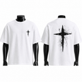 VAREN FORM Dark Cross Graphic Heavyweight Tee in White for men's gym and streetwear