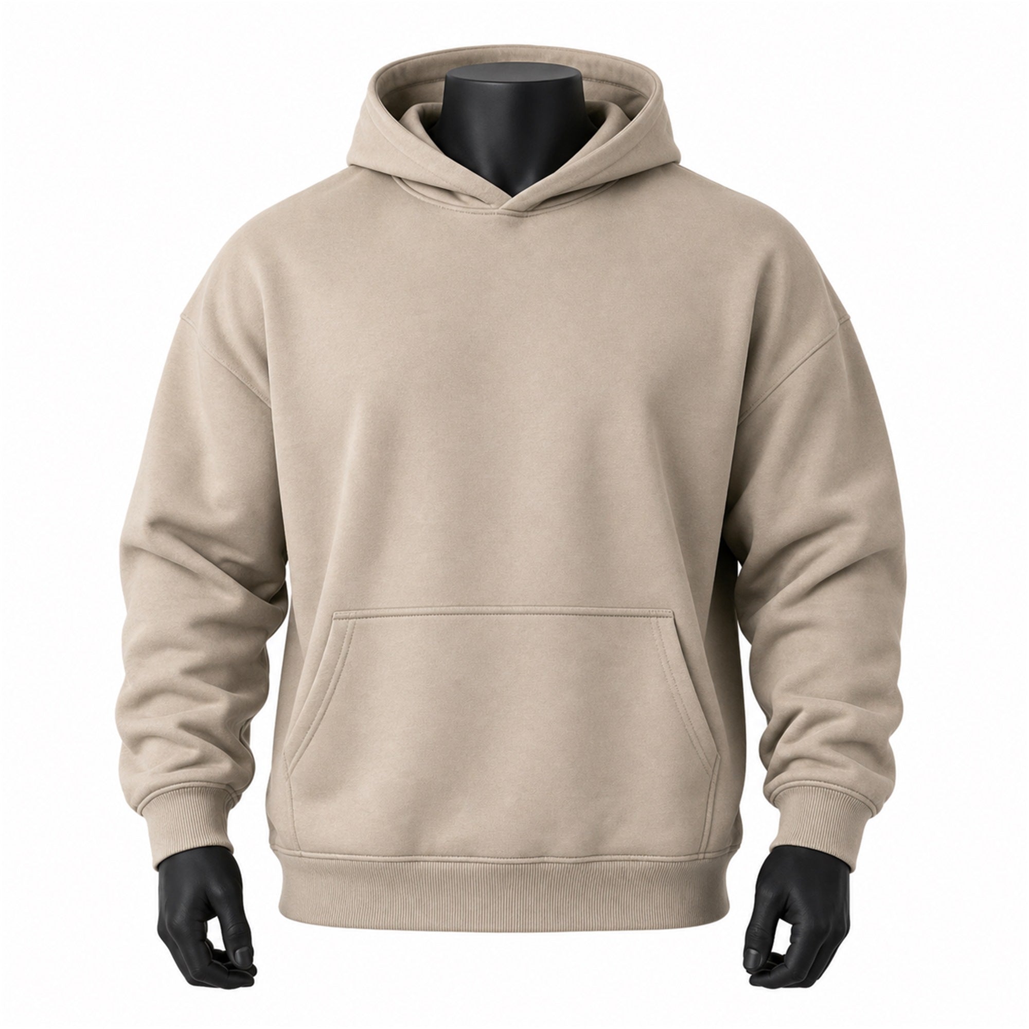 VAREN FORM Fleece Training Hoodie in Sand Beige for men's gym-to-street wear