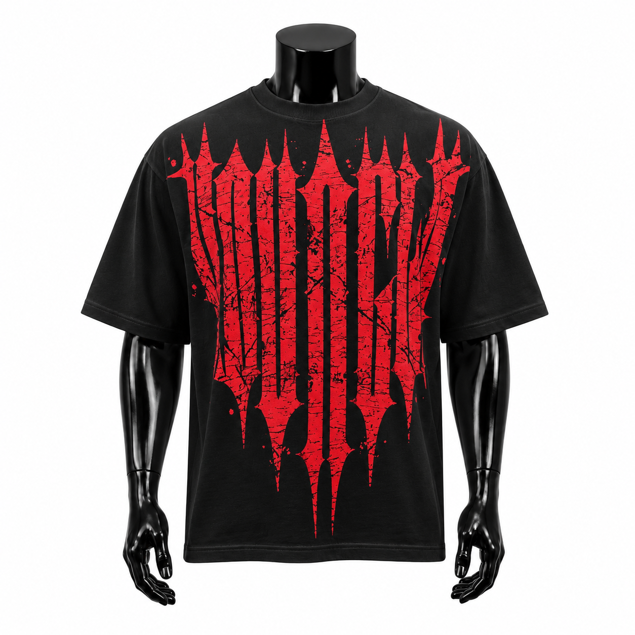 VAREN FORM Graphic Oversized Gym T-Shirt in Black Red for men's gym and streetwear
