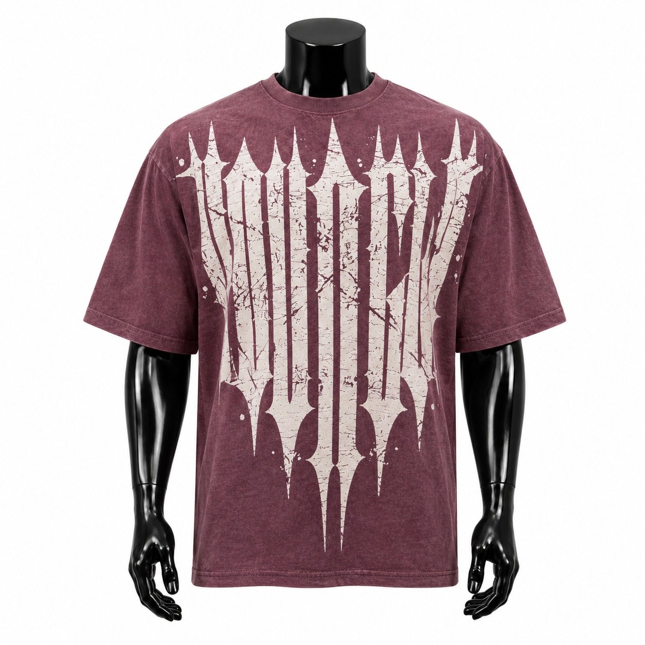 VAREN FORM Graphic Oversized Gym T-Shirt in Burgundy Bone for men's gym and streetwear
