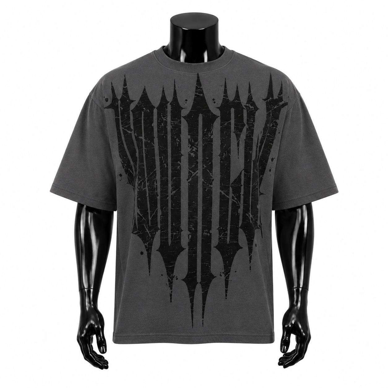 VAREN FORM Graphic Oversized Gym T-Shirt in Charcoal Black for men's gym and streetwear