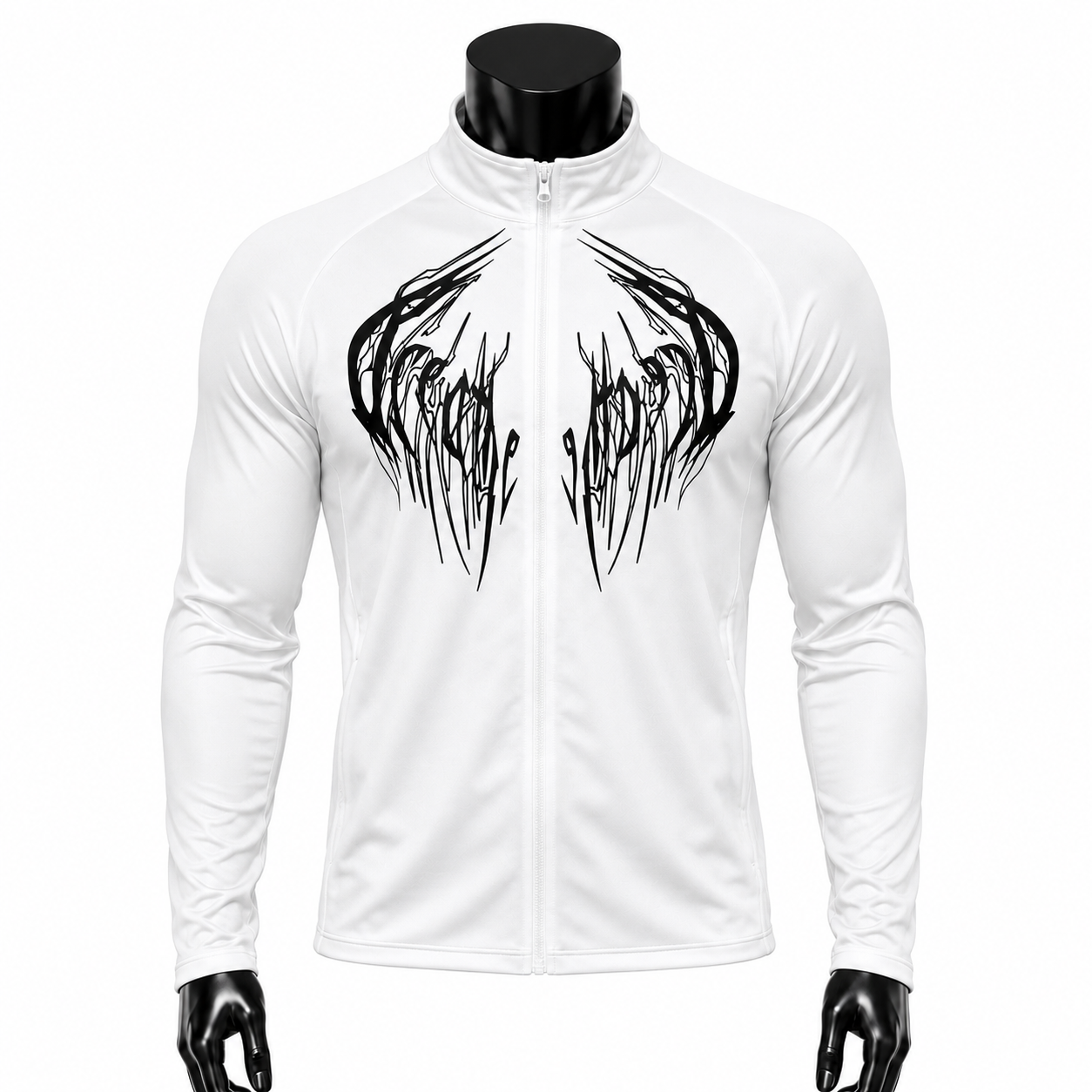VAREN FORM Graphic Zip Training Jacket in White for men's gym and streetwear