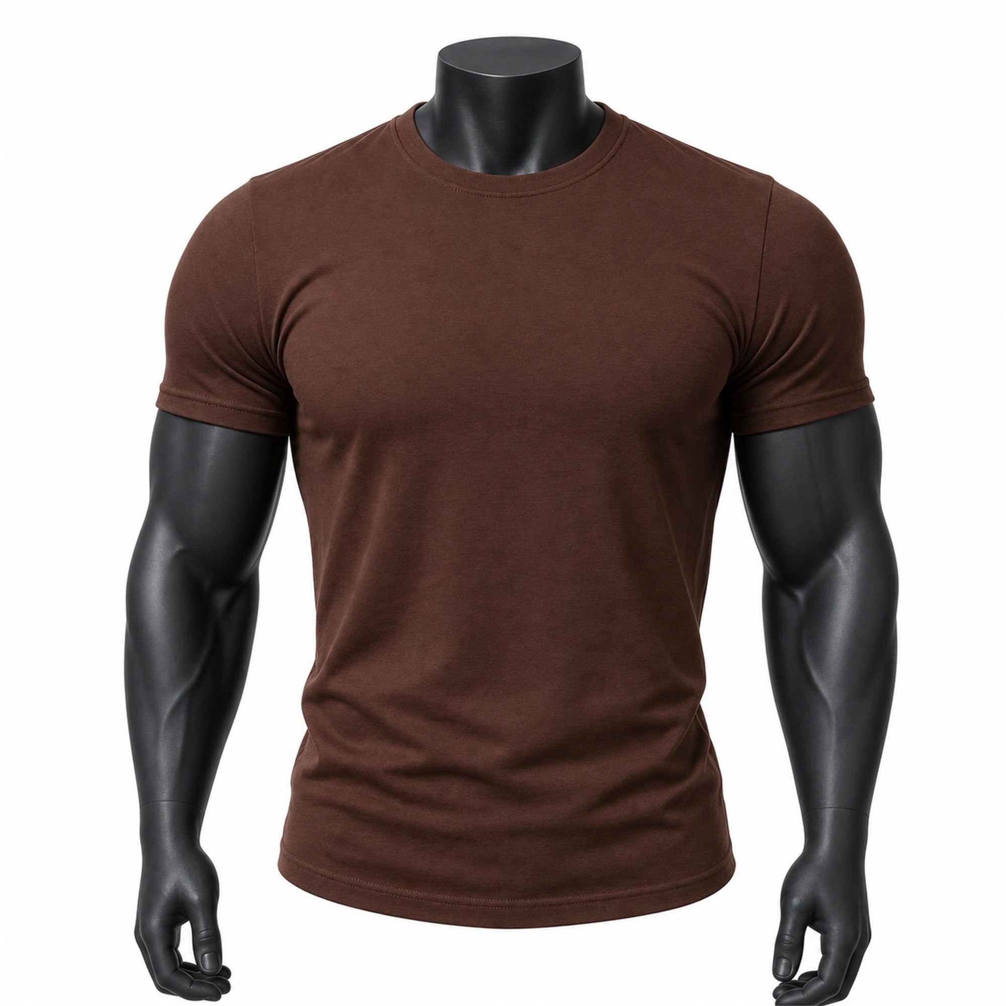 VAREN FORM Heavyweight Muscle-Fit Crewneck T-Shirt in Dark Brown