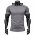 VAREN FORM Hooded Short Sleeve Training T-Shirt in Charcoal Grey for men's gym-to-street wear