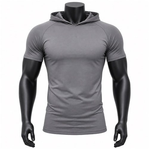 VAREN FORM Hooded Short Sleeve Training T-Shirt in Charcoal Grey