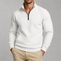 VAREN FORM Jacquard Half Zip Stand Collar Sweatshirt white model front