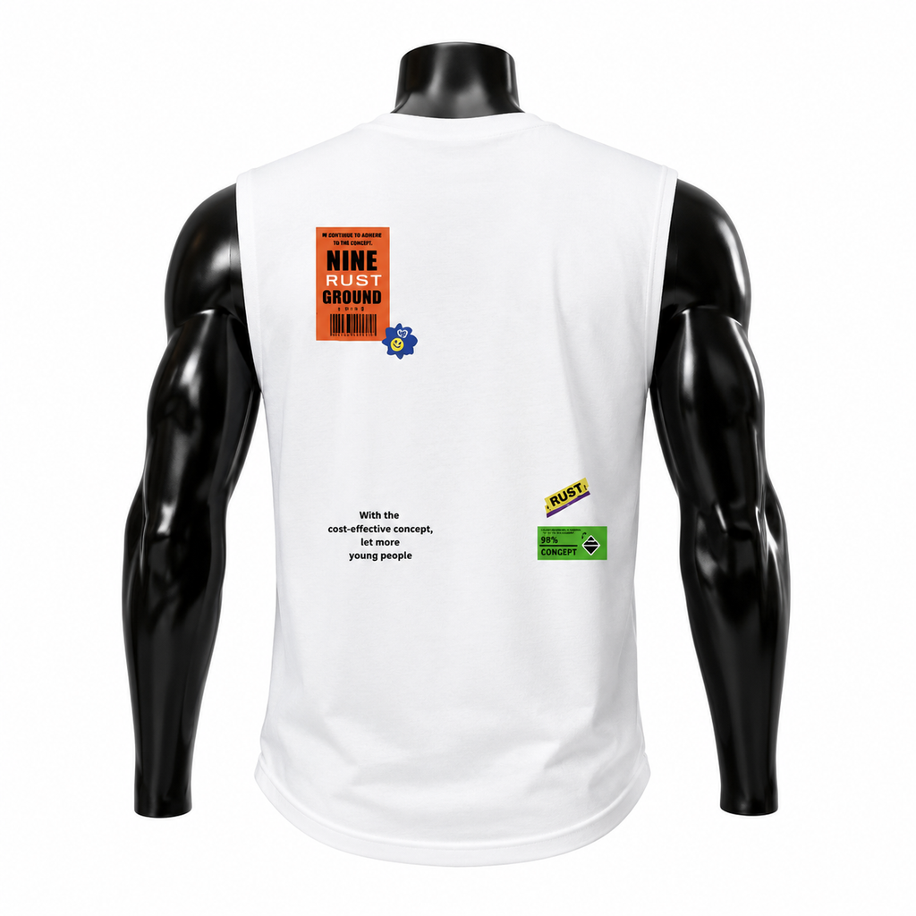 VAREN FORM Label Print Sleeveless Tank in Black for men's gym and streetwear