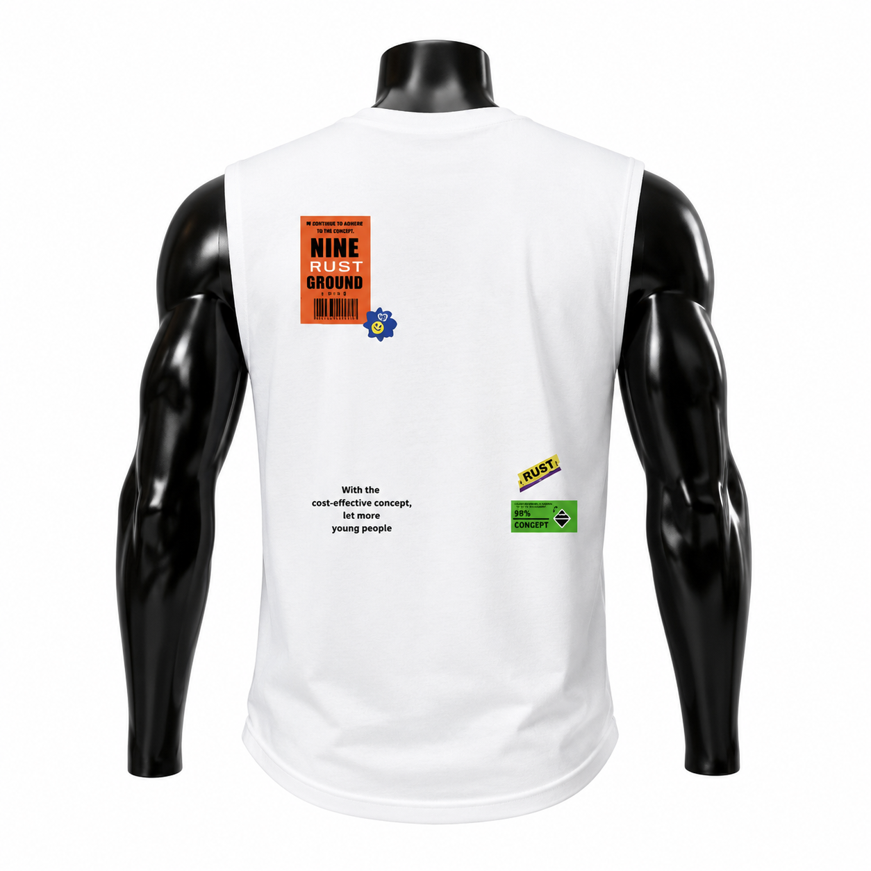 VAREN FORM Label Print Sleeveless Tank in Black for men's gym and streetwear