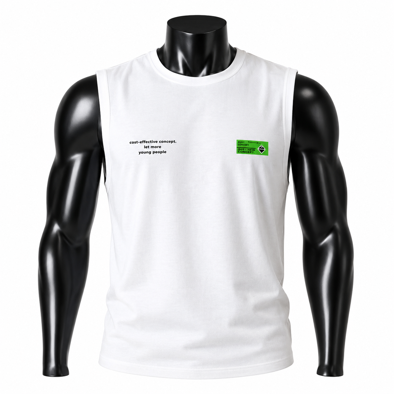 VAREN FORM Label Print Sleeveless Tank in Black for men's gym and streetwear