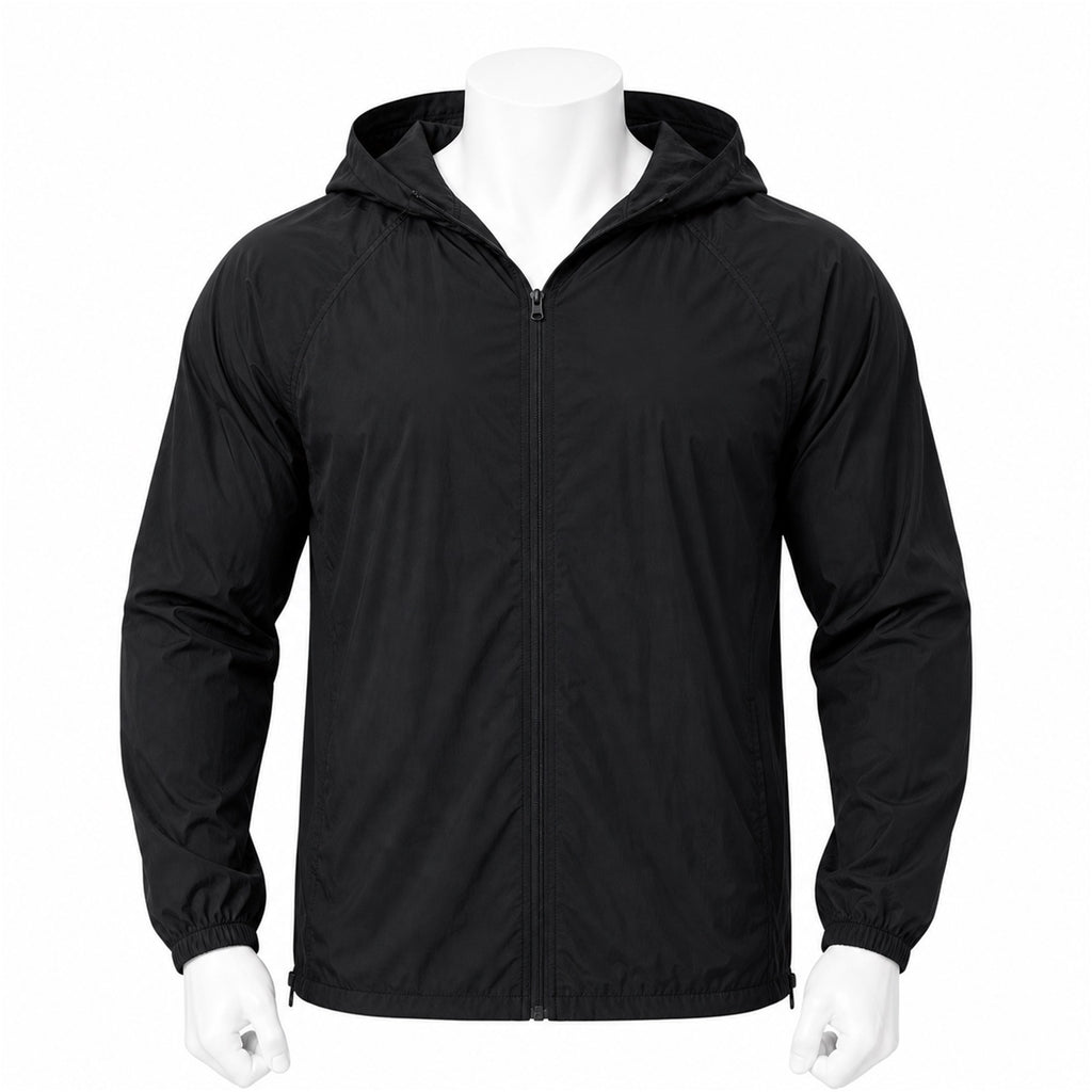 VAREN FORM Lightweight Zip Hooded Training Jacket in Black for men's gym-to-street wear
