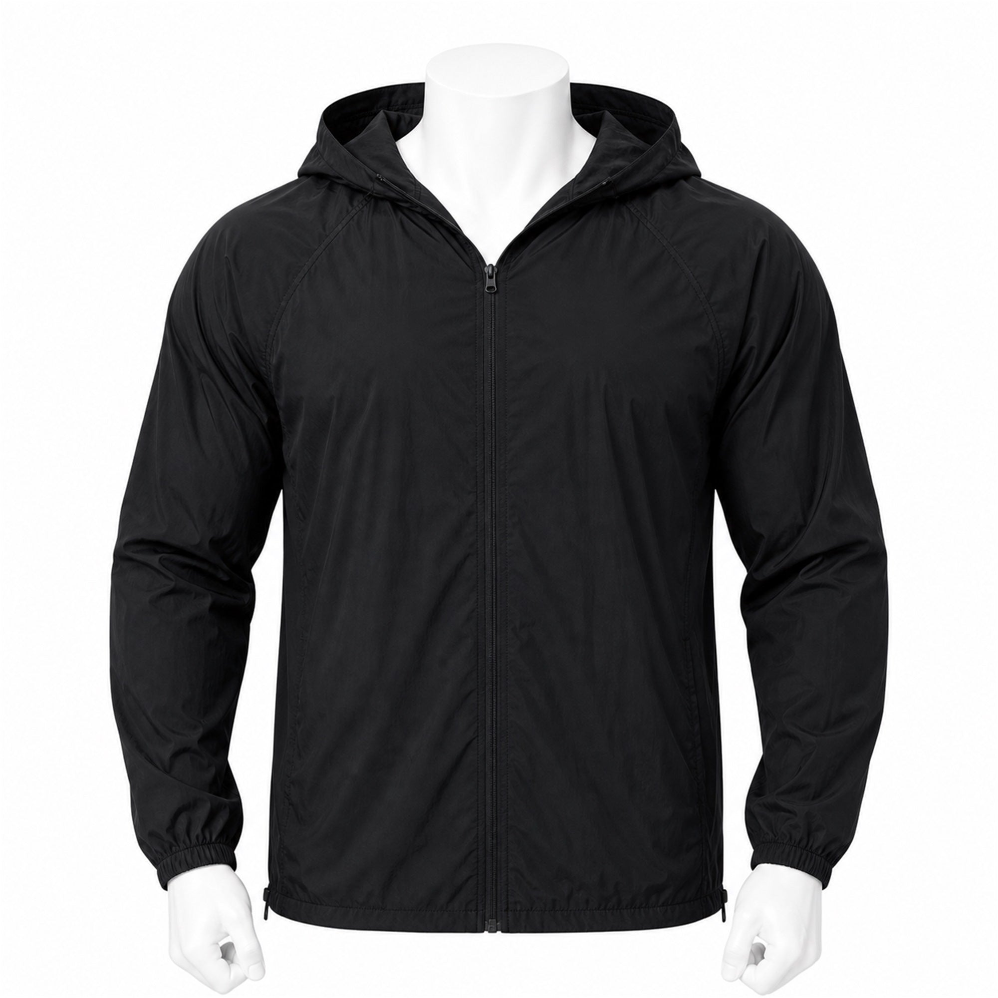 VAREN FORM Lightweight Zip Hooded Training Jacket in Black for men's gym-to-street wear