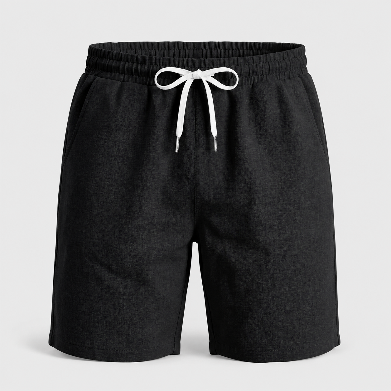 VAREN FORM Linen Look Drawstring Shorts black product front