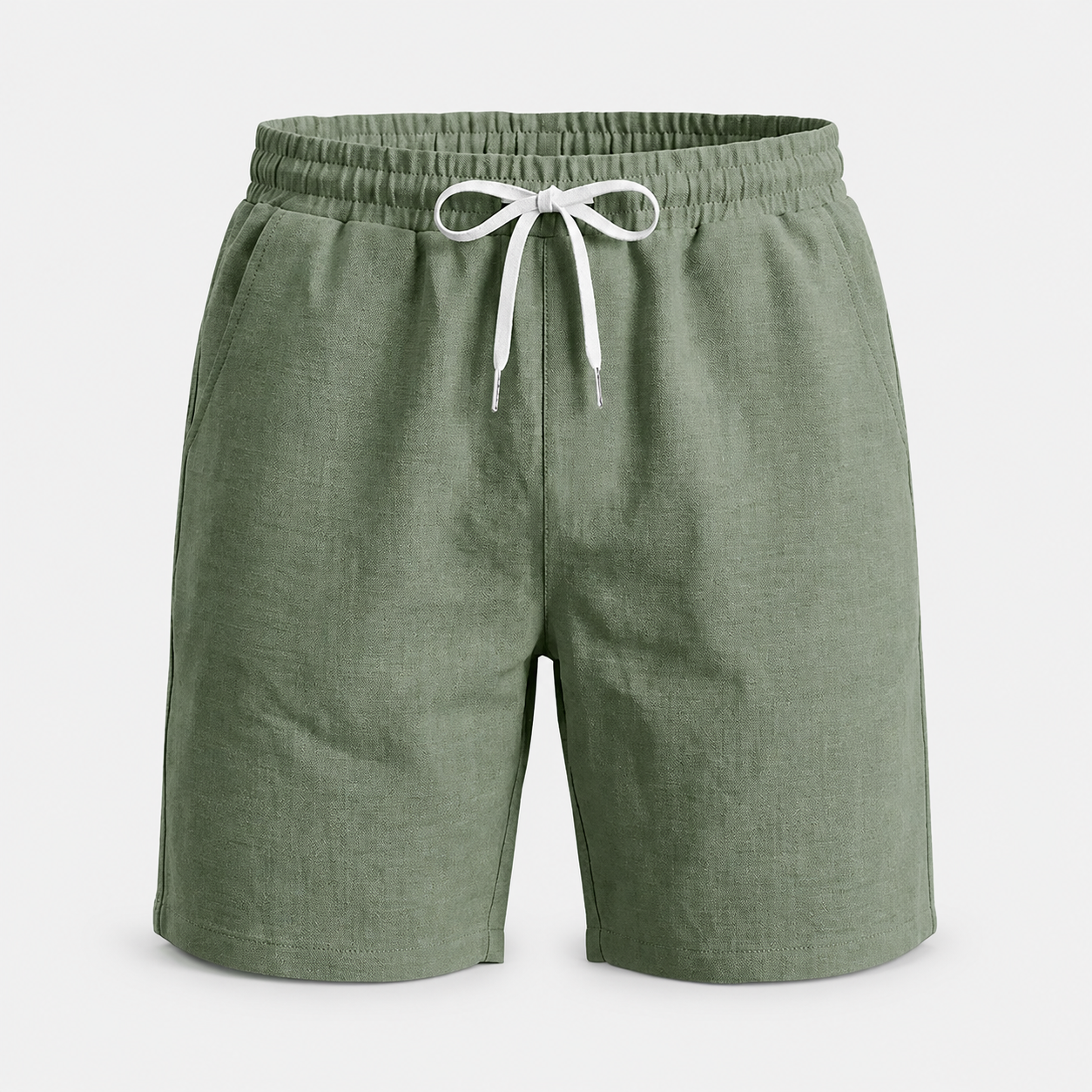 VAREN FORM Linen Look Drawstring Shorts olive green product front