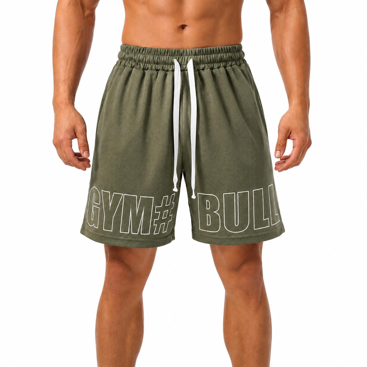 VAREN FORM Mesh Quick-Dry Gym Shorts in Olive Green for men's gym and streetwear