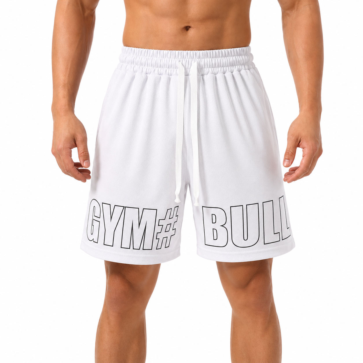 VAREN FORM Mesh Quick-Dry Gym Shorts in White for men's gym and streetwear
