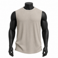 VAREN FORM Pleated Sleeveless Training Tank in Sand Beige for men's gym and streetwear