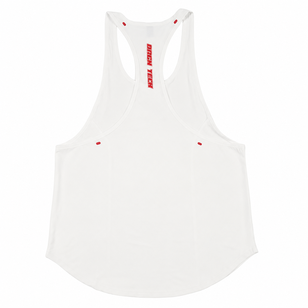 VAREN FORM Racerback Quick-Dry Training Tank in White for men's gym and streetwear