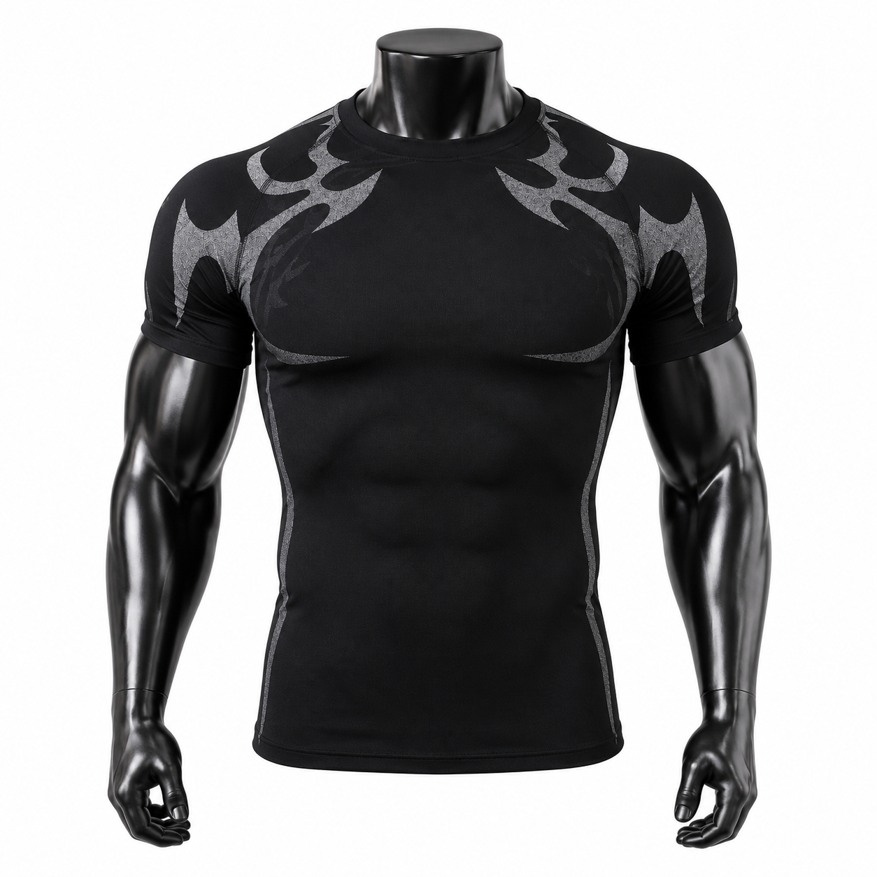 VAREN FORM Raglan Compression Training Tee in Black Grey for men's gym and streetwear
