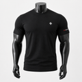 VAREN FORM Rise Up Embroidered Quick-Dry Tee in Black for men's gym and streetwear