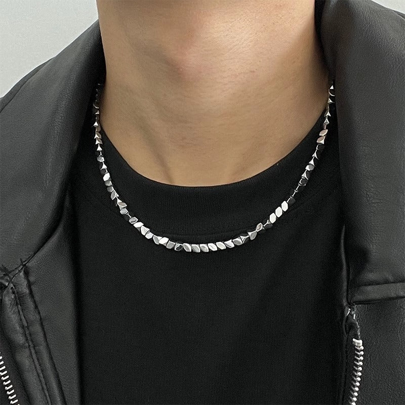 VAREN FORM Silver Faceted Stone Necklace necklace detail close view