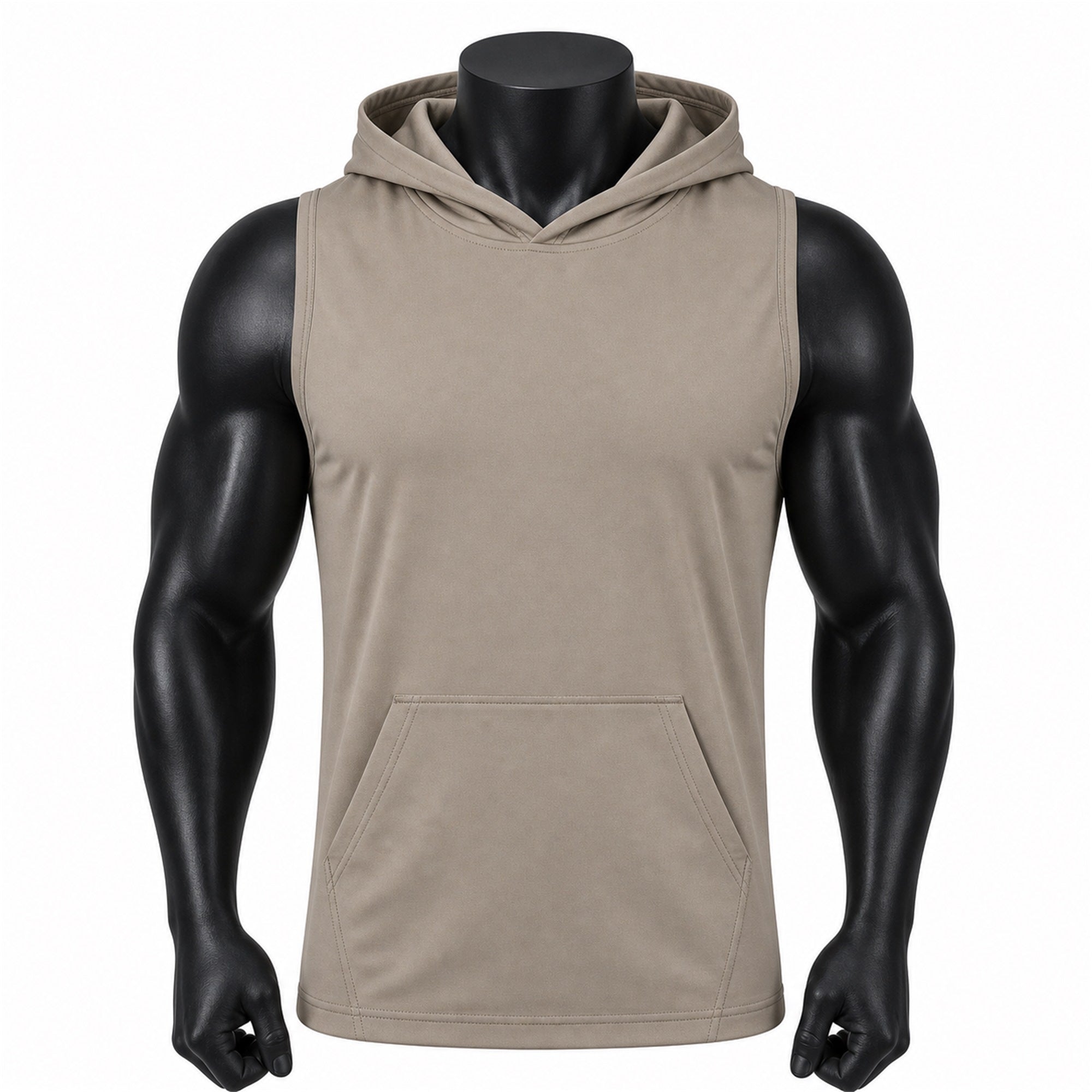 VAREN FORM Sleeveless Hooded Training Tank in Taupe