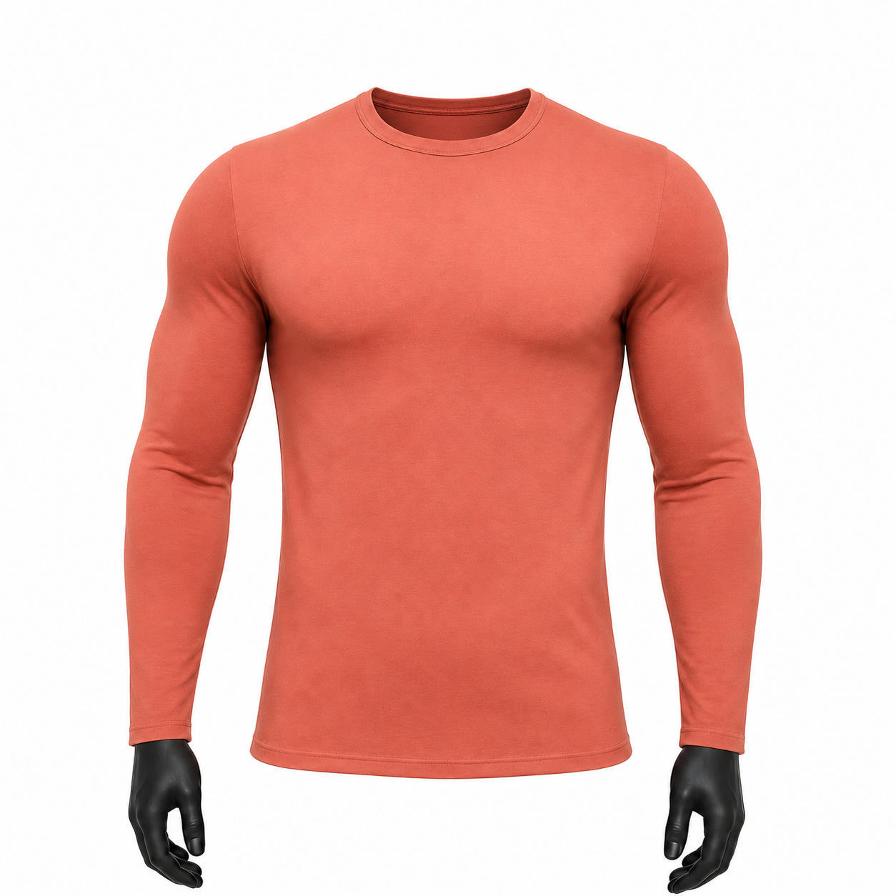 VAREN FORM Solid Long Sleeve Compression Training Top in Burnt Orange